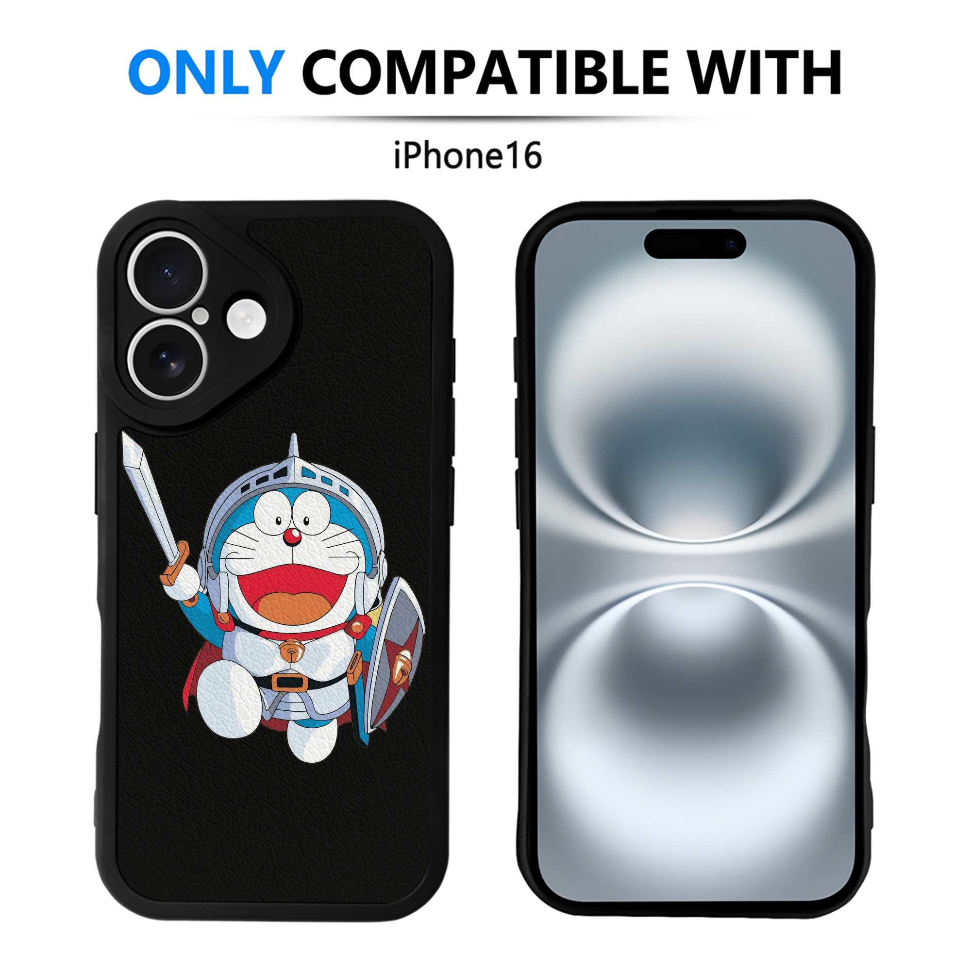 （画像用） ドラえもん Doraemon 【iPhone 16シリーズ対応】シリコンスマホケース（レザー調） 材質：シリコン